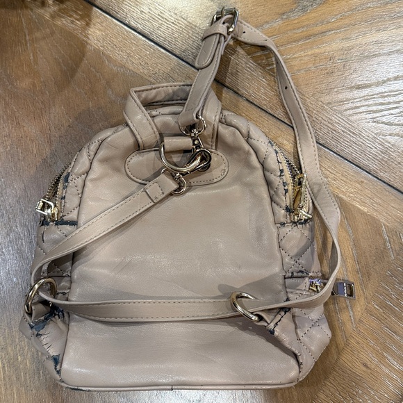 Bebe Beige Quilted Backpack with Gold Details - Picture 6 of 8